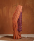 Orange_Handloom_Pure_Tussar_Silk_Saree_With_Gold_And_Silver_Strip_And_Purple_Pallu_WeaverStory_01