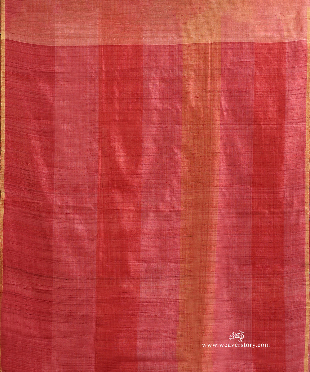 Red_And_Pink_Handloom_Pure_Tussar_Silk_Saree_With_Zari_And_Threads_Lines_WeaverStory_05