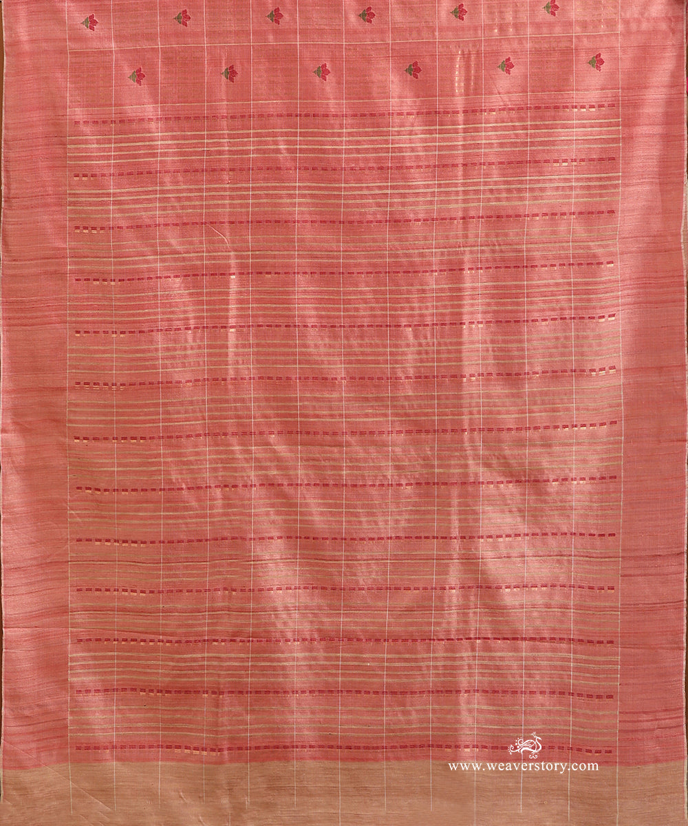 Soft_Pink_Handloom_Pure_Tussar_Silk_Saree_With_Small_Flowers_Motifs_WeaverStory_04