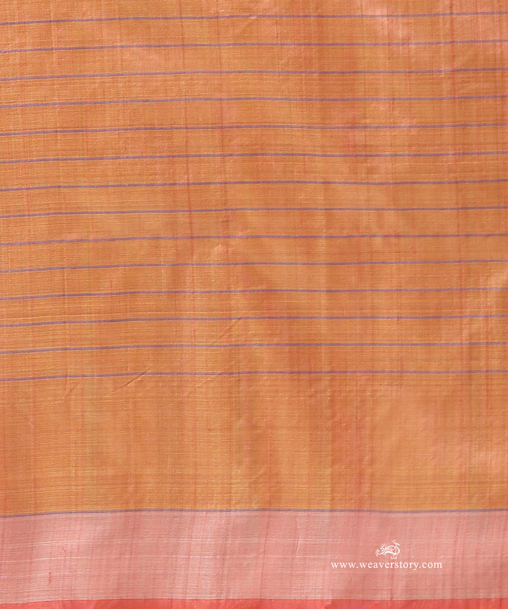 Light_Blue_Handloom_Pure_Tussar_Silk_Saree_With_Light_Blue_Checks_And_Peach_Palla_WeaverStory_05