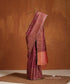 Rose_Pink_Handloom_Pure_Tussar_Silk_Saree_With_Gold_Zari_Checks_Border_And_Peach_Pallu_WeaverStory_01