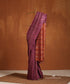 Wine_Handloom_Pure_Tussar_Silk_Saree_With_Gold_Checks_And_Booti_Border_And_Orange_Palla_WeaverStory_01