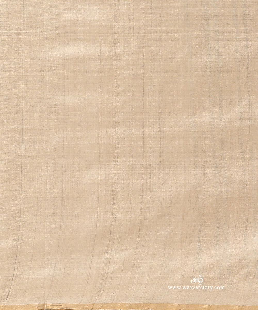 Natural_Beige_Handloom_Pure_Tussar_Silk_Saree_With_Golden_And_Grey_Stripe_On_Palla_WeaverStory_05