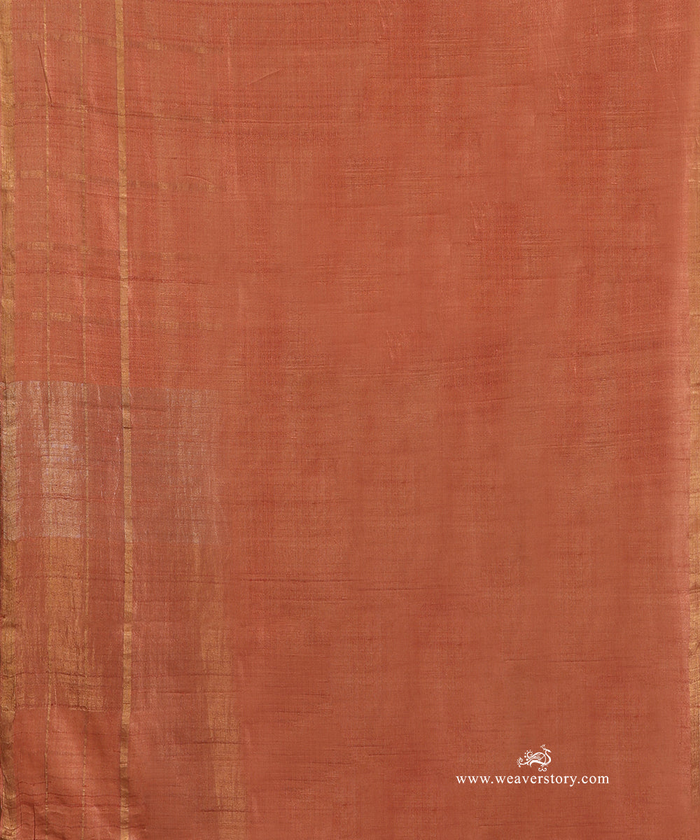 Copper_Rose_Handloom_Pure_Tussar_Silk_Saree_With_Silver_Zari_Palla_WeaverStory_05