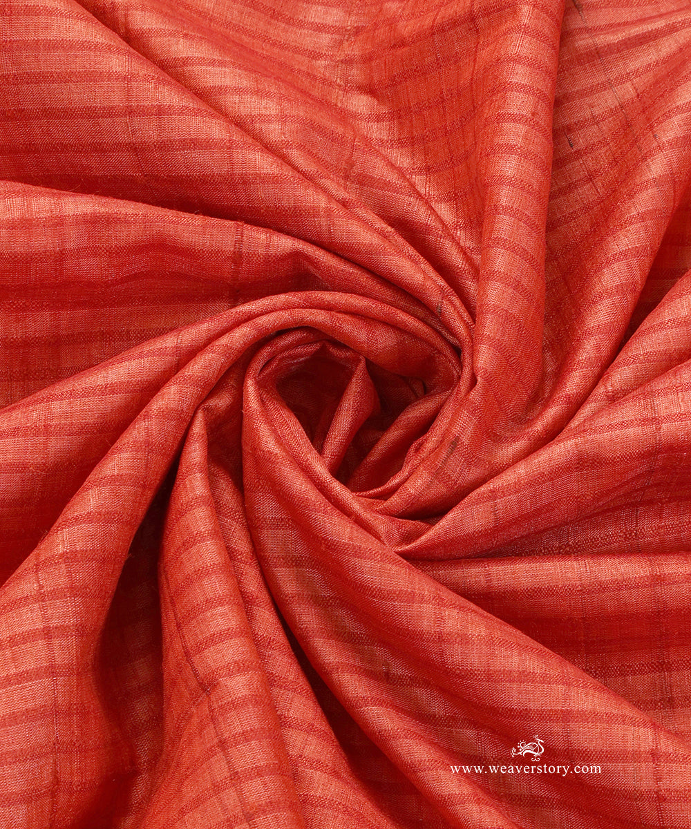 Brick_Red_Handloom_Pure_Tussar_Silk_Dupatta_With_Jute_Palla_WeaverStory_05