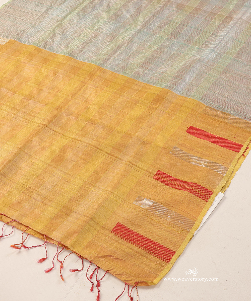 Grey_Handloom_Pure_Tussar_Silk_Dupatta_With_Mustard_Pallu_WeaverStory_03