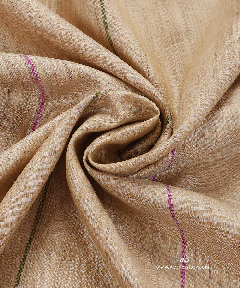 Beige_Handloom_Pure_Tussar_Silk_Dupatta_With_Pink_Thread_Line_Border_And_Blue_Motifs_WeaverStory_05