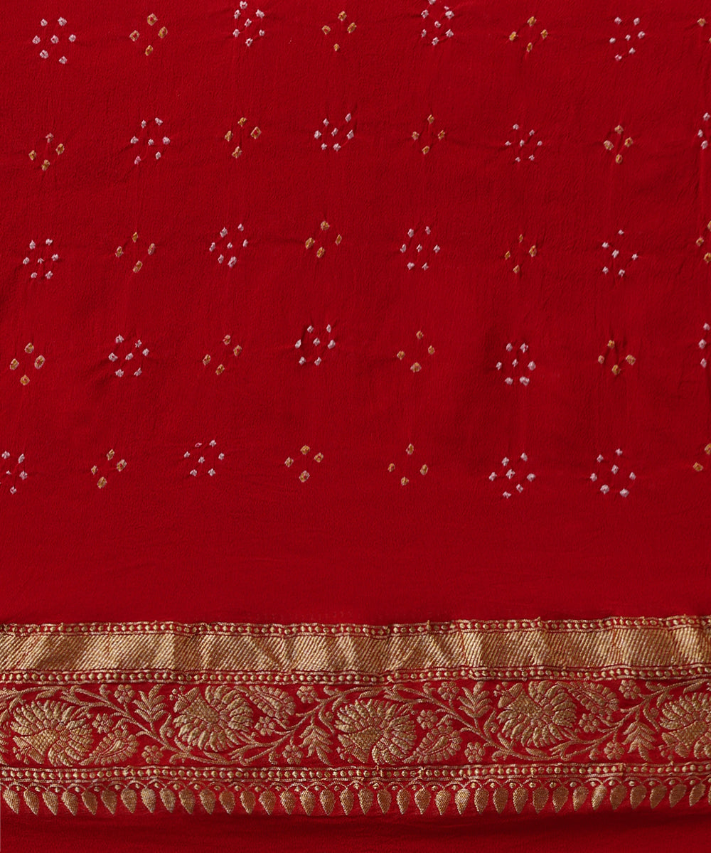Pink_And_Red_Handloom_Pure_Georgette_Banarasi_Bandhej_Saree_With_Zari_WeaverStory_05