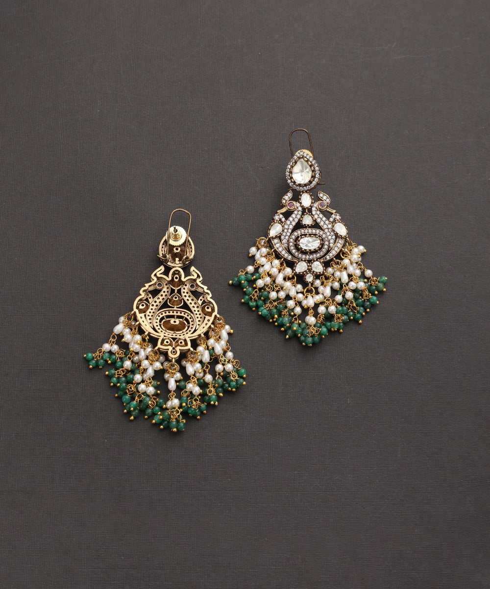 Narmada_Handcrafted_Silver_Alloy_Earrings_With_Moissanite_Polki_WeaverStory_03