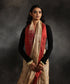 Beige Handloom Malmal Dhakai Jamdani Saree With Red Border And Booti