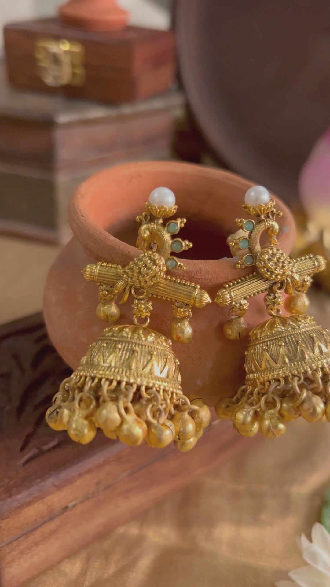 Simon Handcrafted Jhumka With Peacock Motif