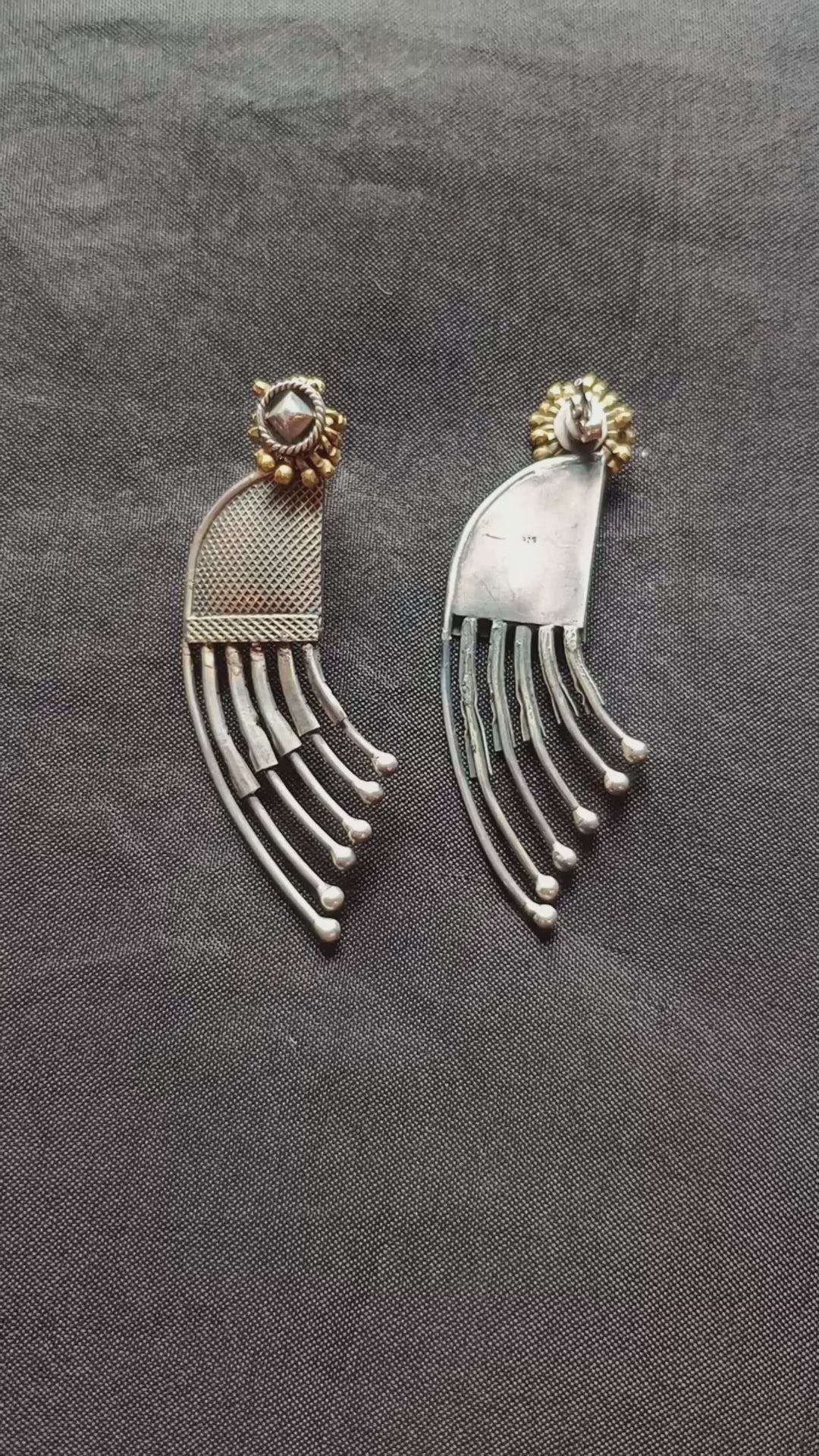 Azlan Handcrafted Oxidised Pure Silver Earrings