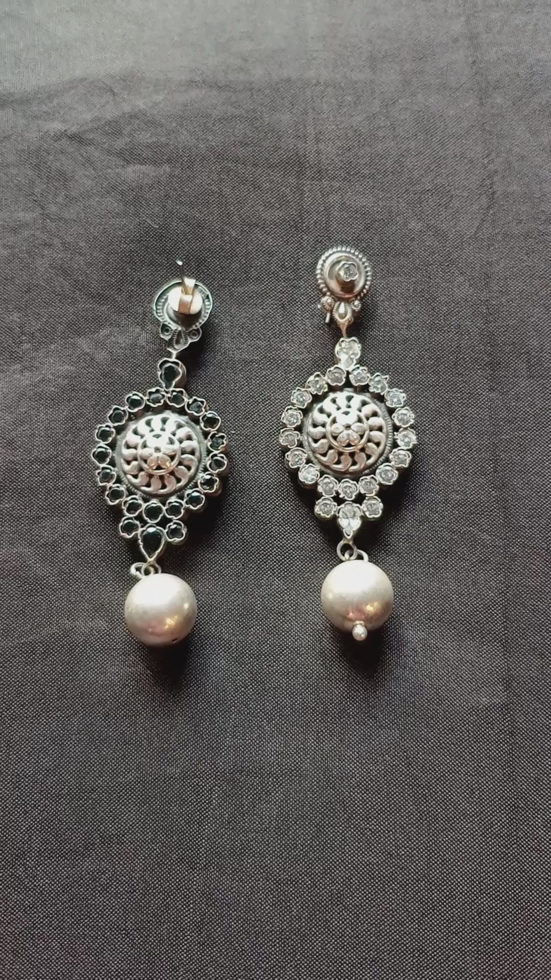 Rutaba Handcrafted Oxidised Pure Silver Earrings