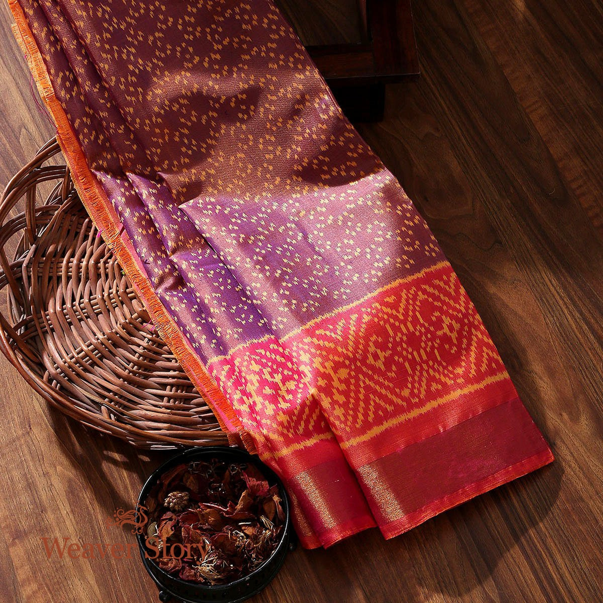 Handloom_Mauve_and_Peach_Patola_Dupatta_WeaverStory_01