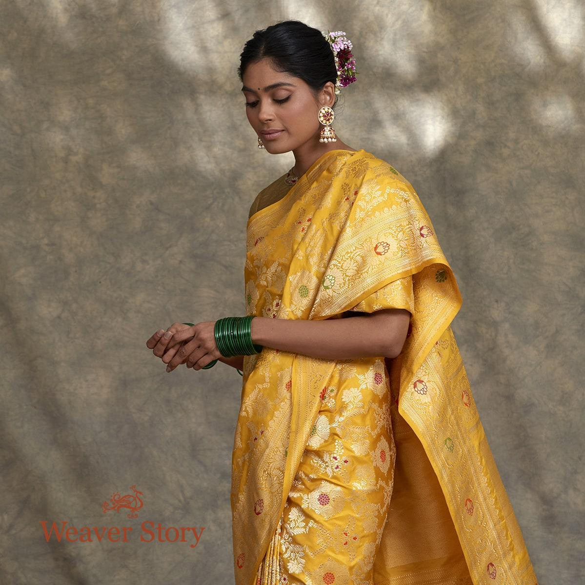 Handwoven_Mustard_Sona_Rupa_Meenakari_Jangla_Saree_WeaverStory_01
