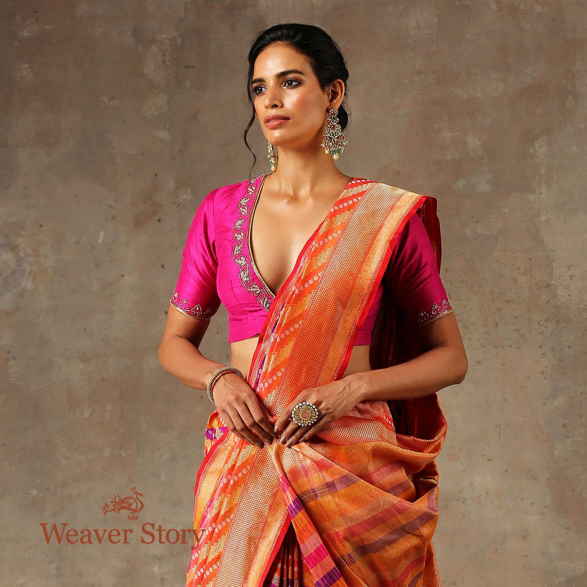 Handwoven_Satrangi_Katan_Silk_Saree_with_Sona_Rupa_Booti_WeaverStory_01