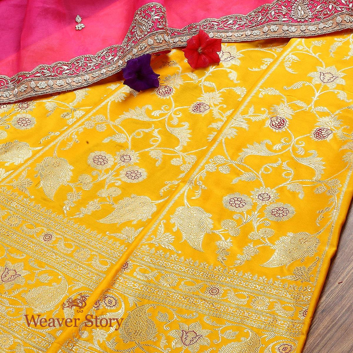 Handloom_Yellow_Banarasi_Kadhwa_Lehenga_with_Pink_Meenakari_WeaverStory_01