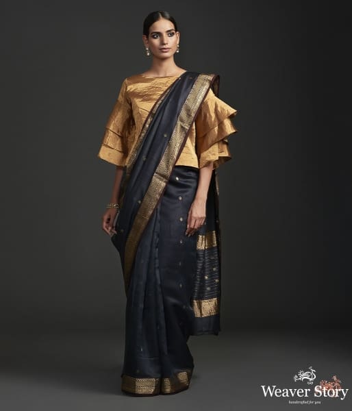 Black_muslin_by_silk_chanderi_saree_with_nakshi_booti_WeaverStory_02