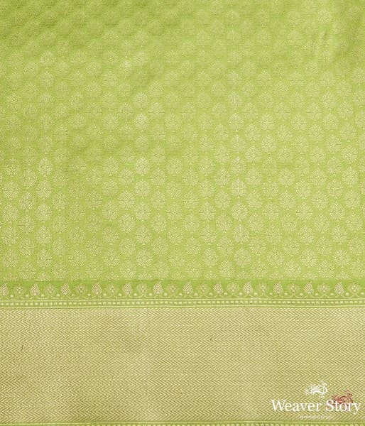 Neon_Green_kadhwa_booti_saree_with_zari_border_and_a_blue_selvedge_WeaverStory_05