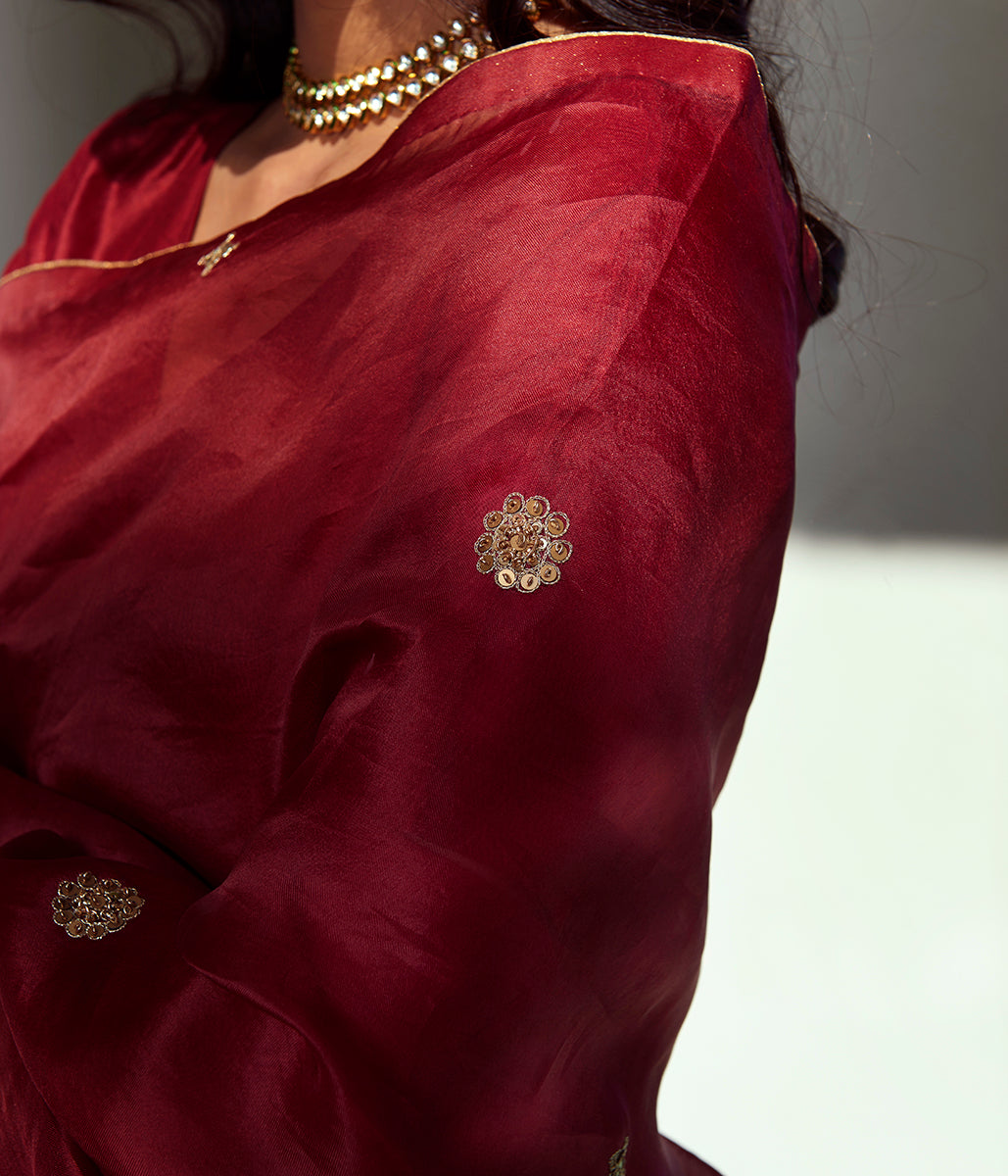 Hand_embroidered_pure_silk_suit_in_mahroon_color_with_Hand_embroidery_dupatta_and_brocade/silk_pants_WeaverStory_05