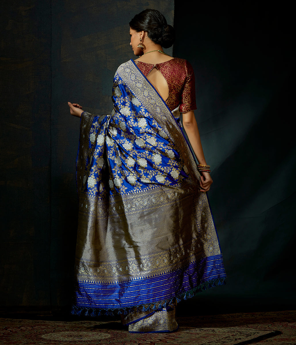 Handloom_Royal_Blue_Sona_Rupa_Kadhwa_Angoor_Jangla_Saree_WeaverStory_03