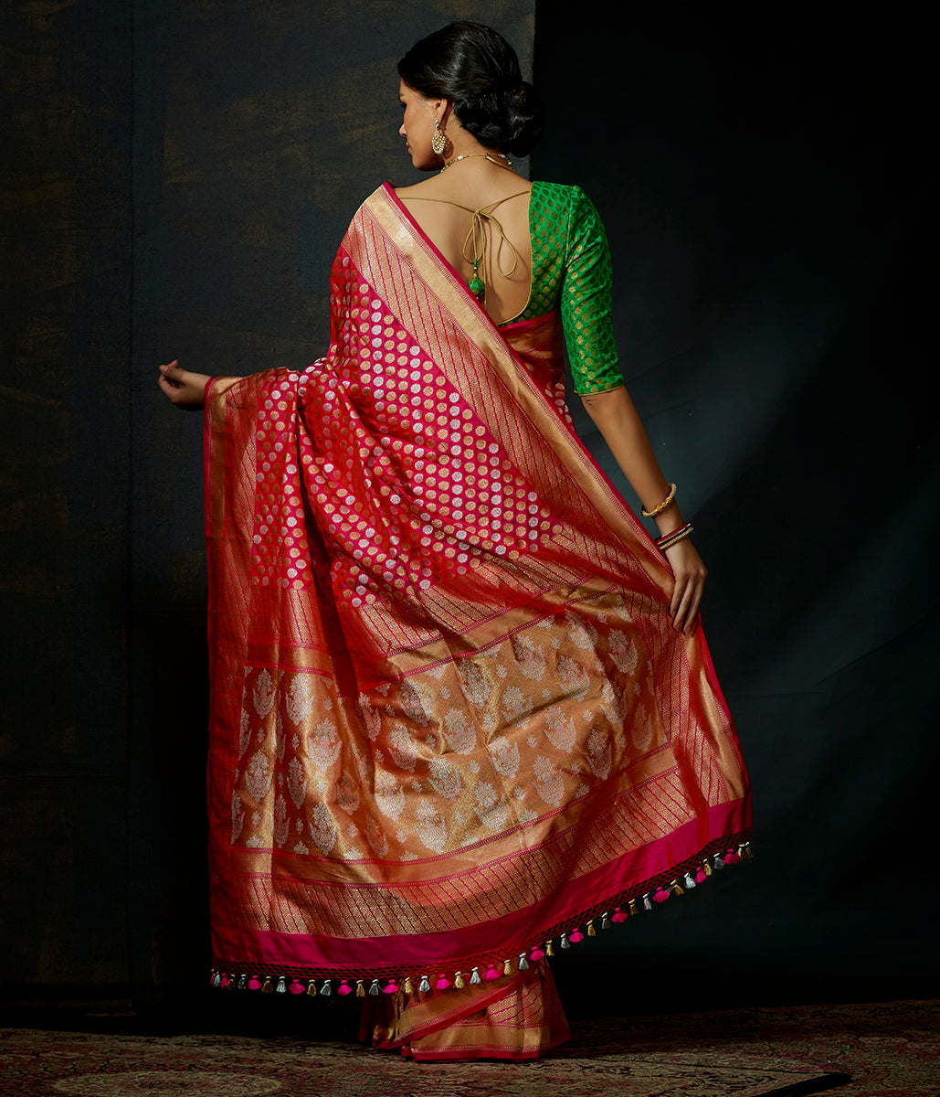 Pink_and_Red_Dual_Tone_Katan_Silk_Kadhwa_Jangla_with_Sona_Rupa_Zari_WeaverStory_03