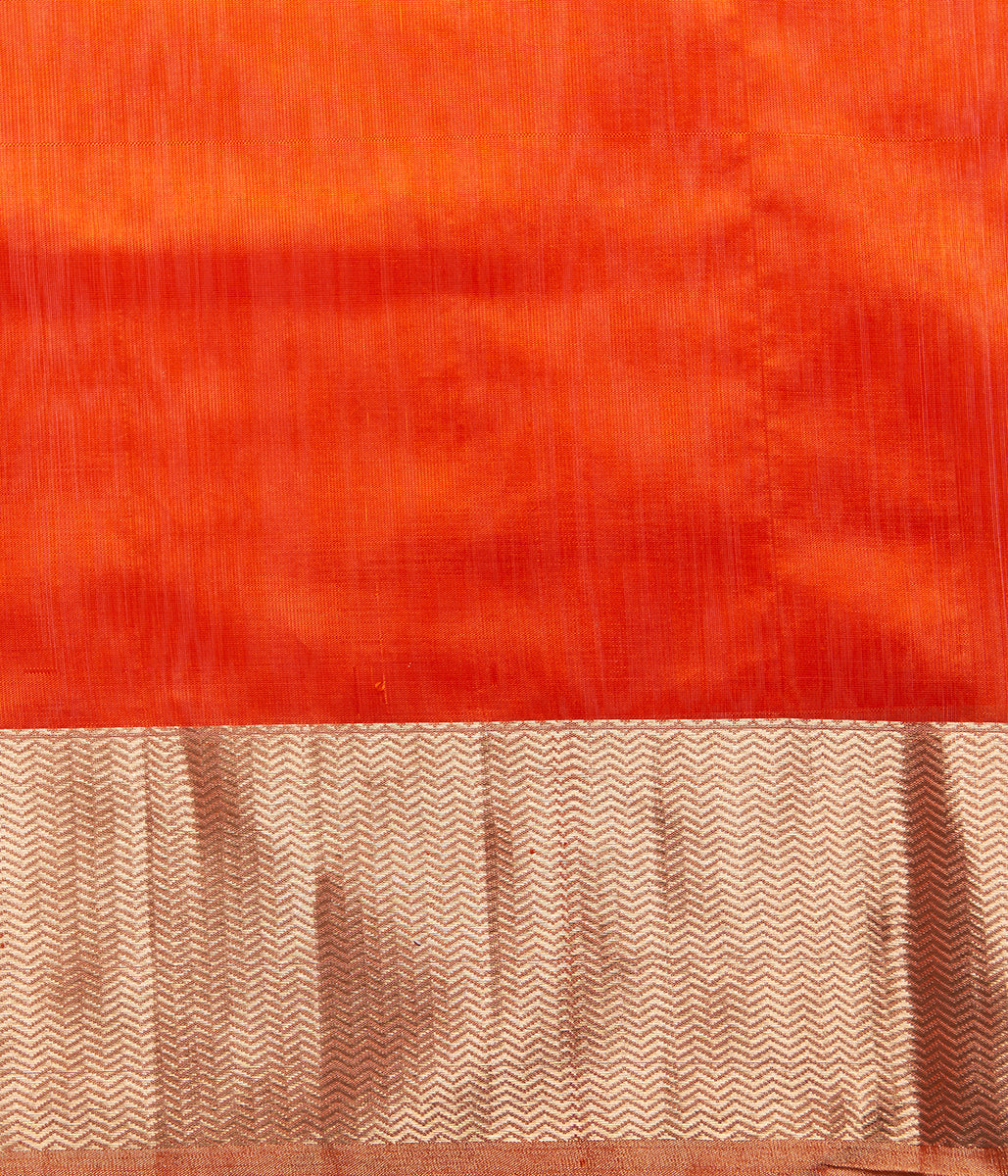 Orange_Chanderi_Silk_Saree_with_Floral_Motifs_in_gold_and_silver_Zari_WeaverStory_05