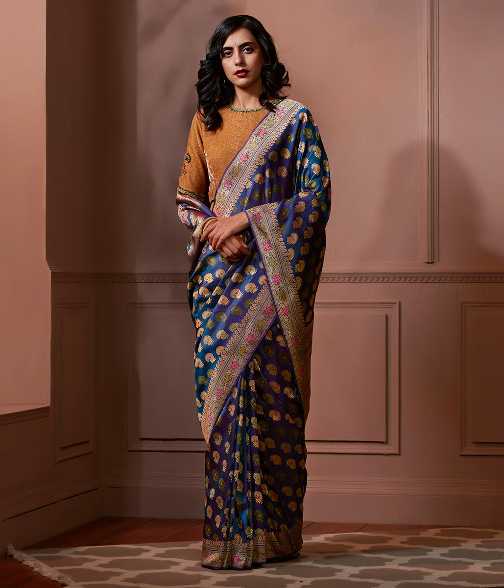Banaras_Baluchari_Saree_in_Dual_Tone_Blue_and_Purple_WeaverStory_02