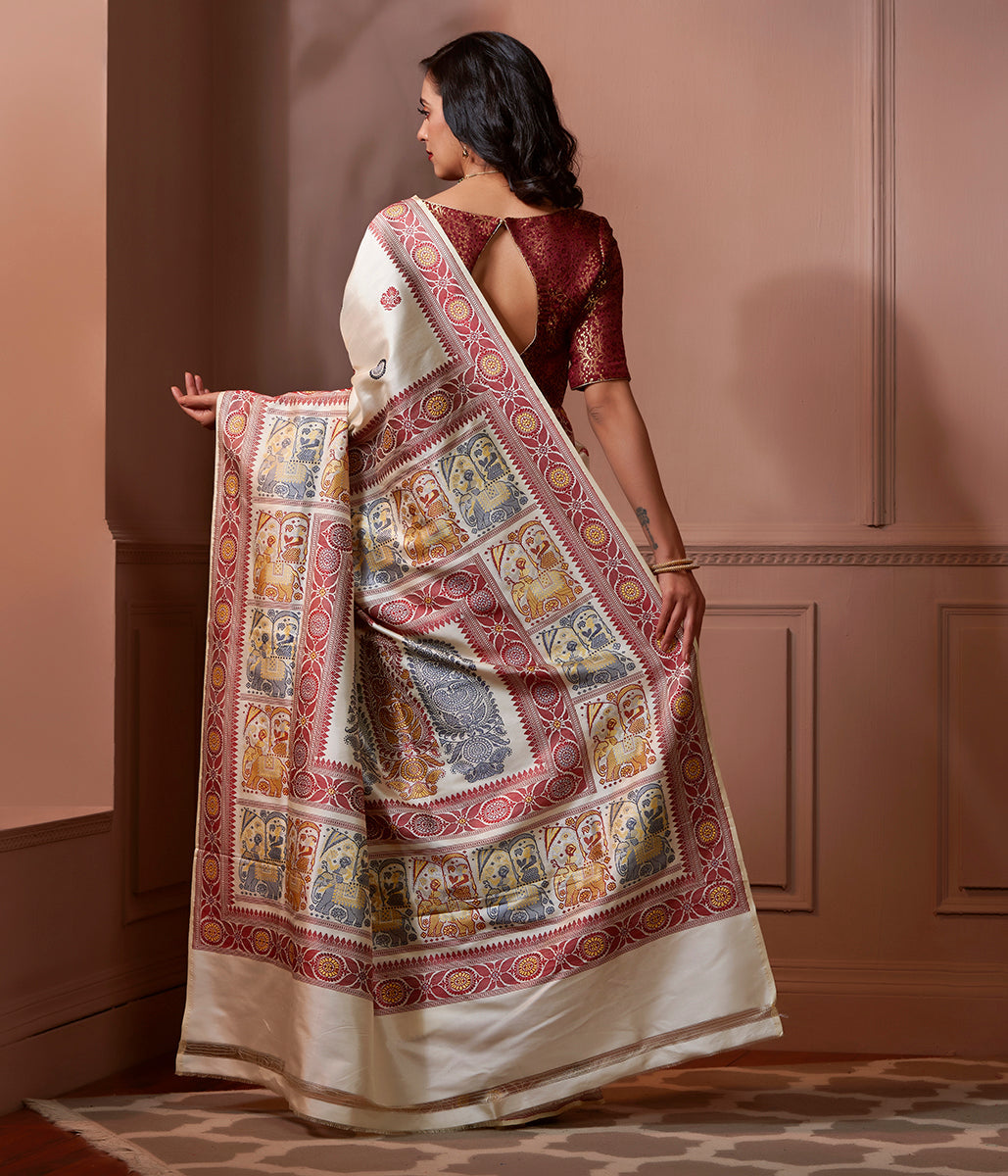 Banaras_Baluchari_saree_in_Offwhite_with_an_elaborate_elephant_pallu_WeaverStory_03