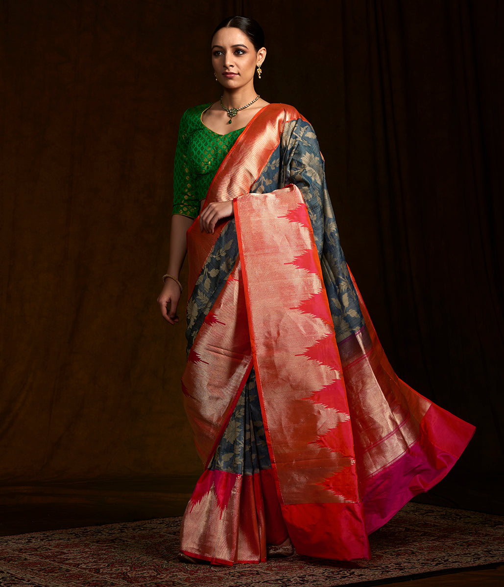 Handloom_Banarasi_Dupion_Silk_Saree_with_a_self_Weave_Jaal_and_temple_Border_WeaverStory_02