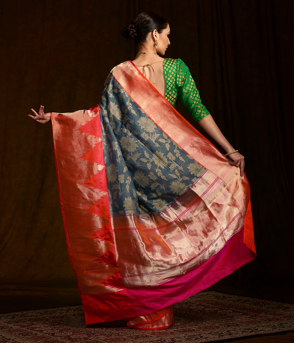 Handloom_Banarasi_Dupion_Silk_Saree_with_a_self_Weave_Jaal_and_temple_Border_WeaverStory_03