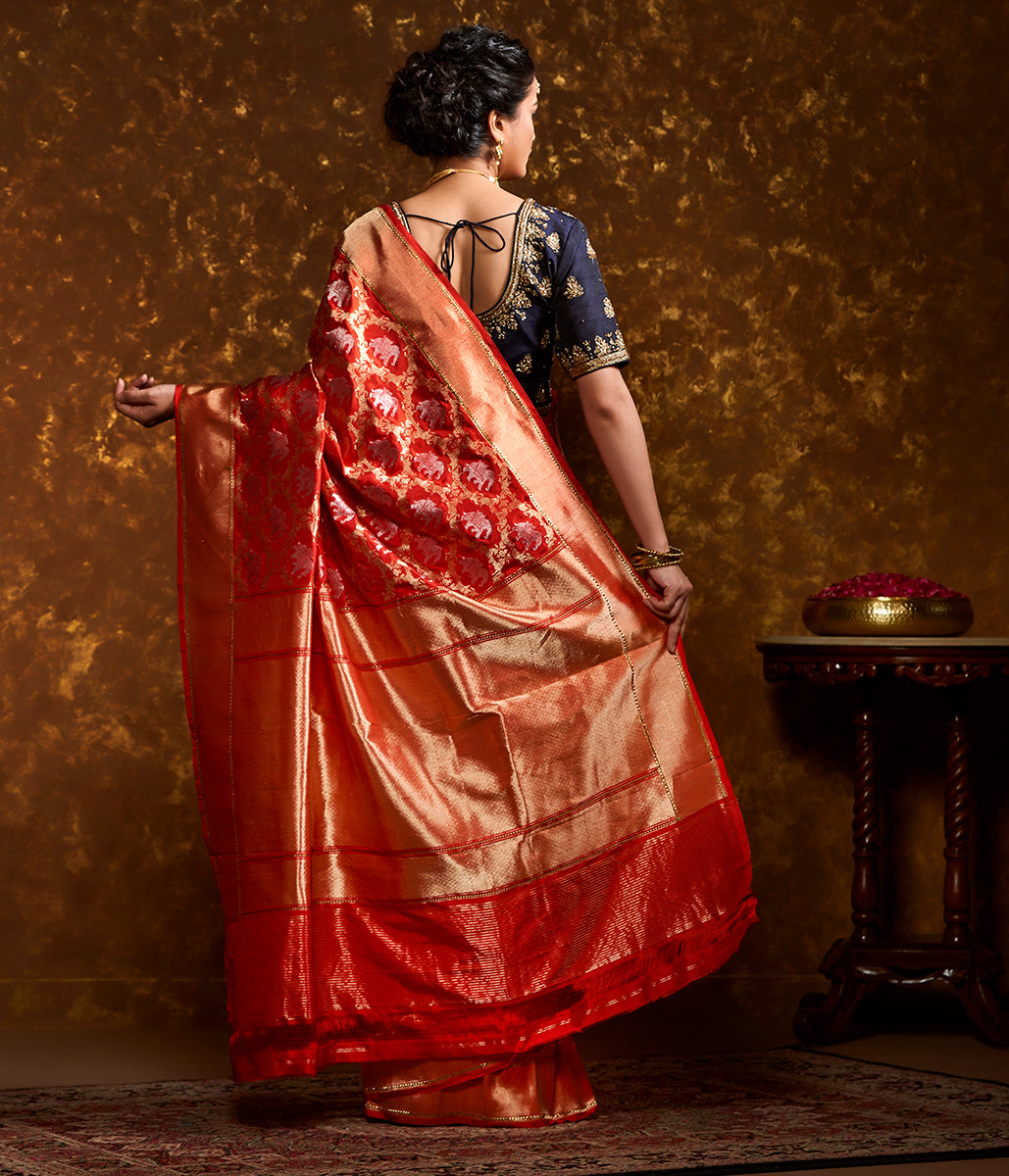 Handwoven_Banarasi_Shikargah_Saree_in_Red_with_Sona_Rupa_Zari_WeaverStory_03