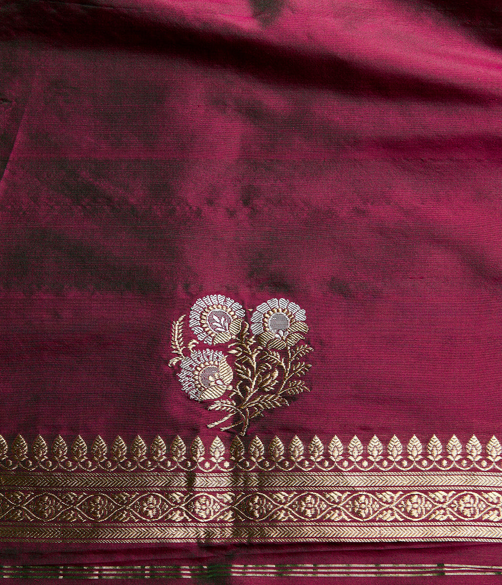 Wine_and_green_dual_tone_banarasi_jangla_with_floral_jaal_WeaverStory_06