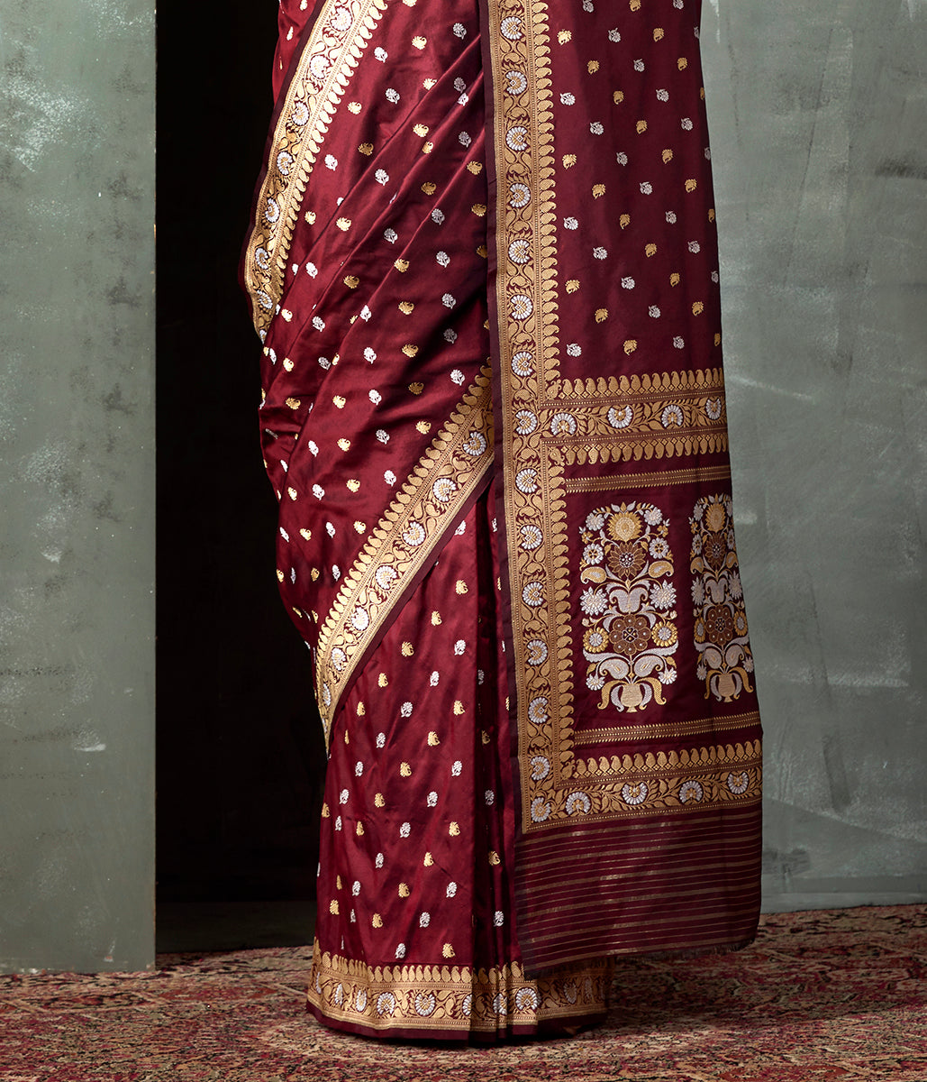 Handwoven_Banaras_Baluchari_in_Mahroon_with_Zari_WeaverStory_04