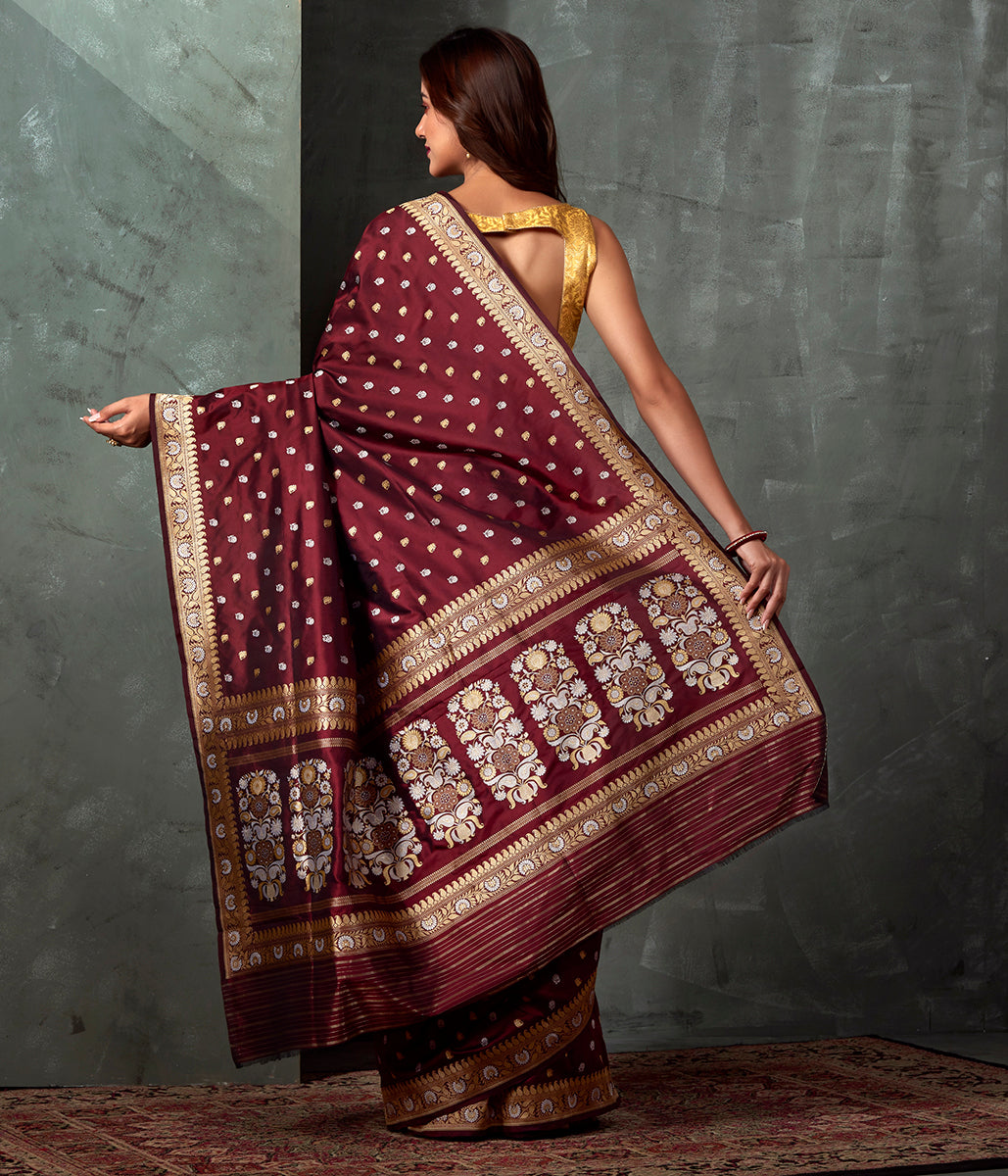 Handwoven_Banaras_Baluchari_in_Mahroon_with_Zari_WeaverStory_03