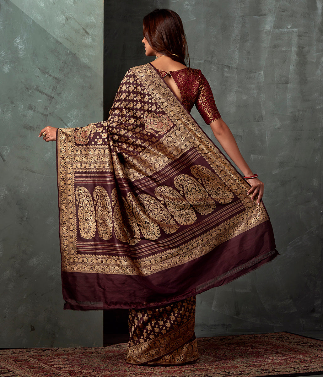 Handwoven_Banaras_Baluchari_in_Brown_with_Kairi_and_Koniya_WeaverStory_03