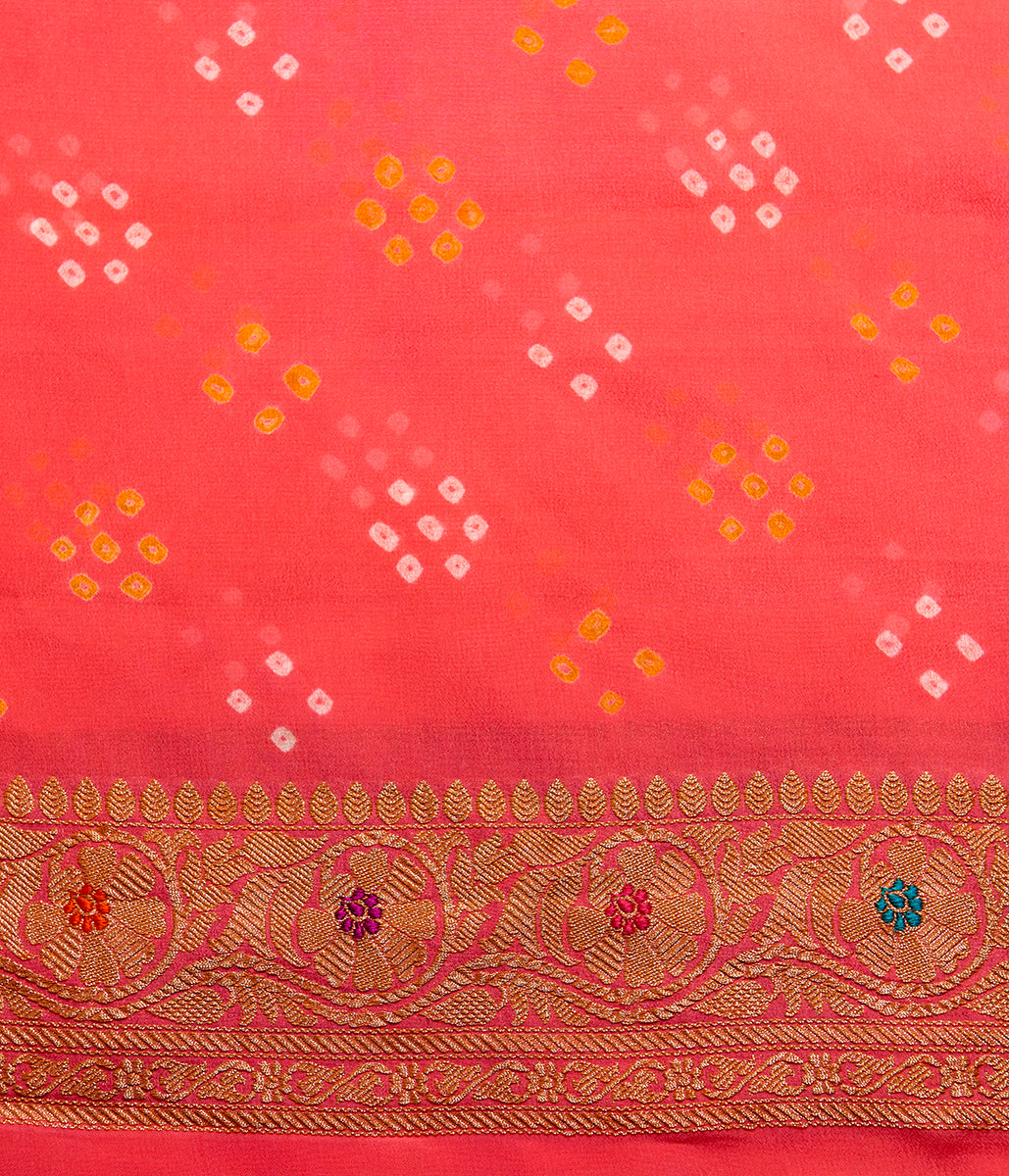 Handloom_Banarasi_Bandhej_Saree_in_Peach_with_Meenakari_WeaverStory_05