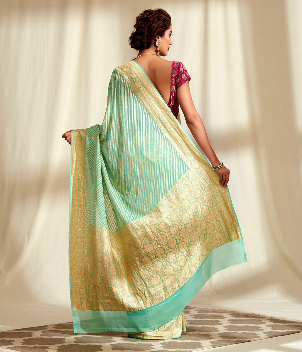 Handwoven_Sea_Green_Banarasi_Georgette_Saree_in_Diagonal_Weave_WeaverStory_03