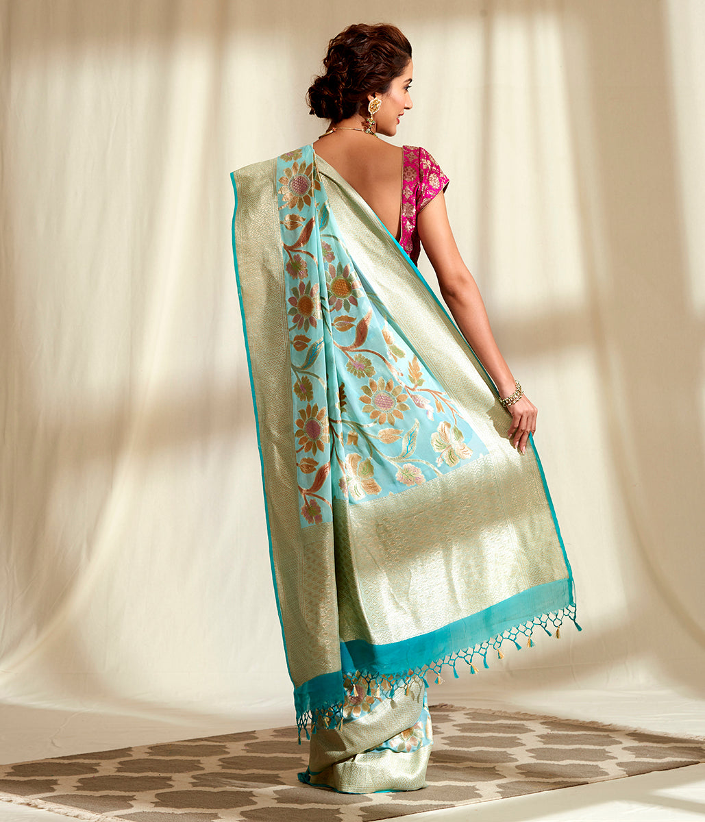 Handwoven_Blue_and_Gold_Hand_Brush_Dyed_Saree_WeaverStory_03