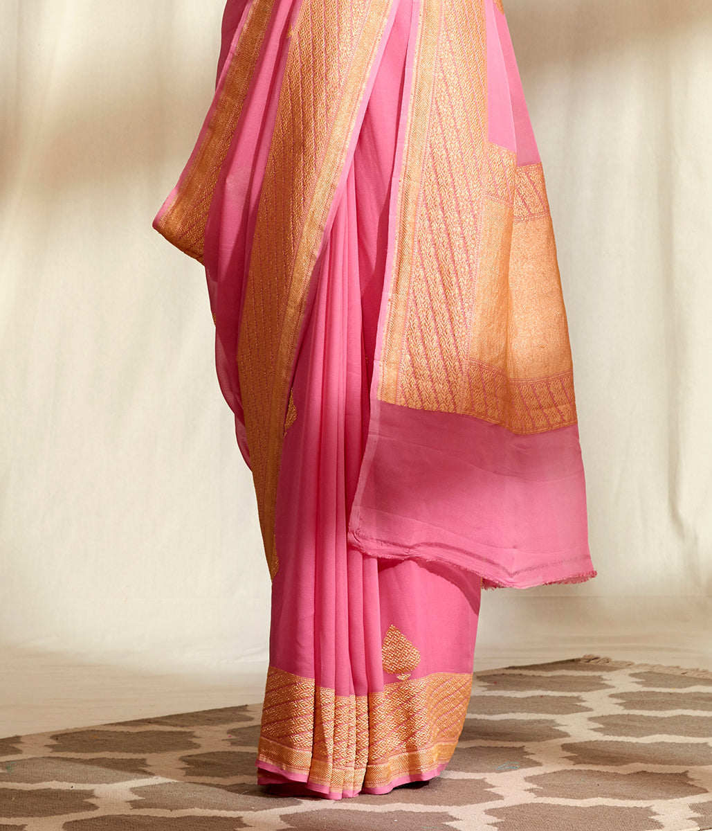 Handwoven_Banarasi_Georgette_Saree_in_Pink_with_Kadhwa_Booti_WeaverStory_04
