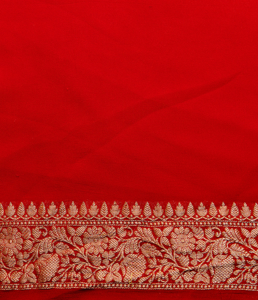 Handwoven_Banarasi_Georgette_Saree_in_Red_with_Kadhwa_Booti_WeaverStory_05