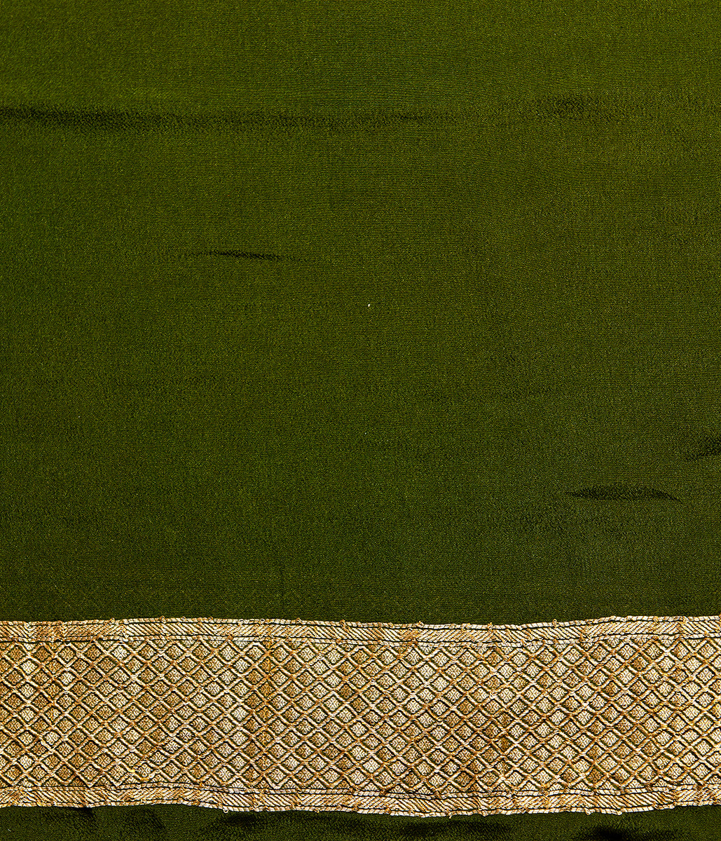 Handwoven_Banarasi_Georgette_Saree_in_Dark_Green_WeaverStory_05