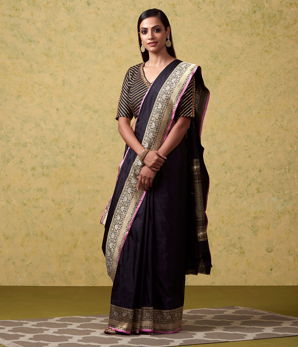 Handloom_Black_Katan_Silk_Banarasi_with_Konia_WeaverStory_02
