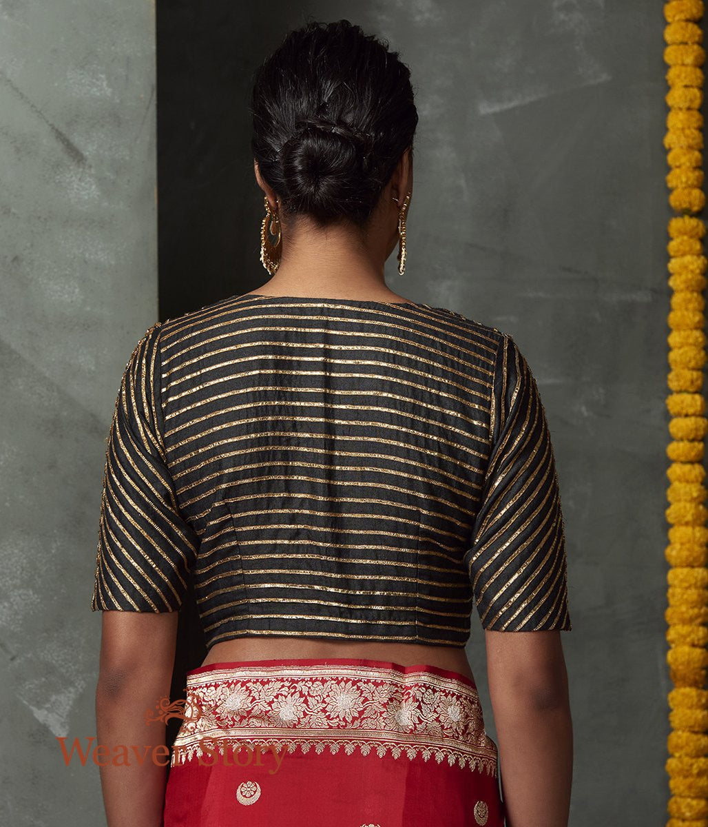 Black_Matka_Silk_Blouse_with_Hand_Embroidered_Gota_and_Aari_Work_WeaverStory_04