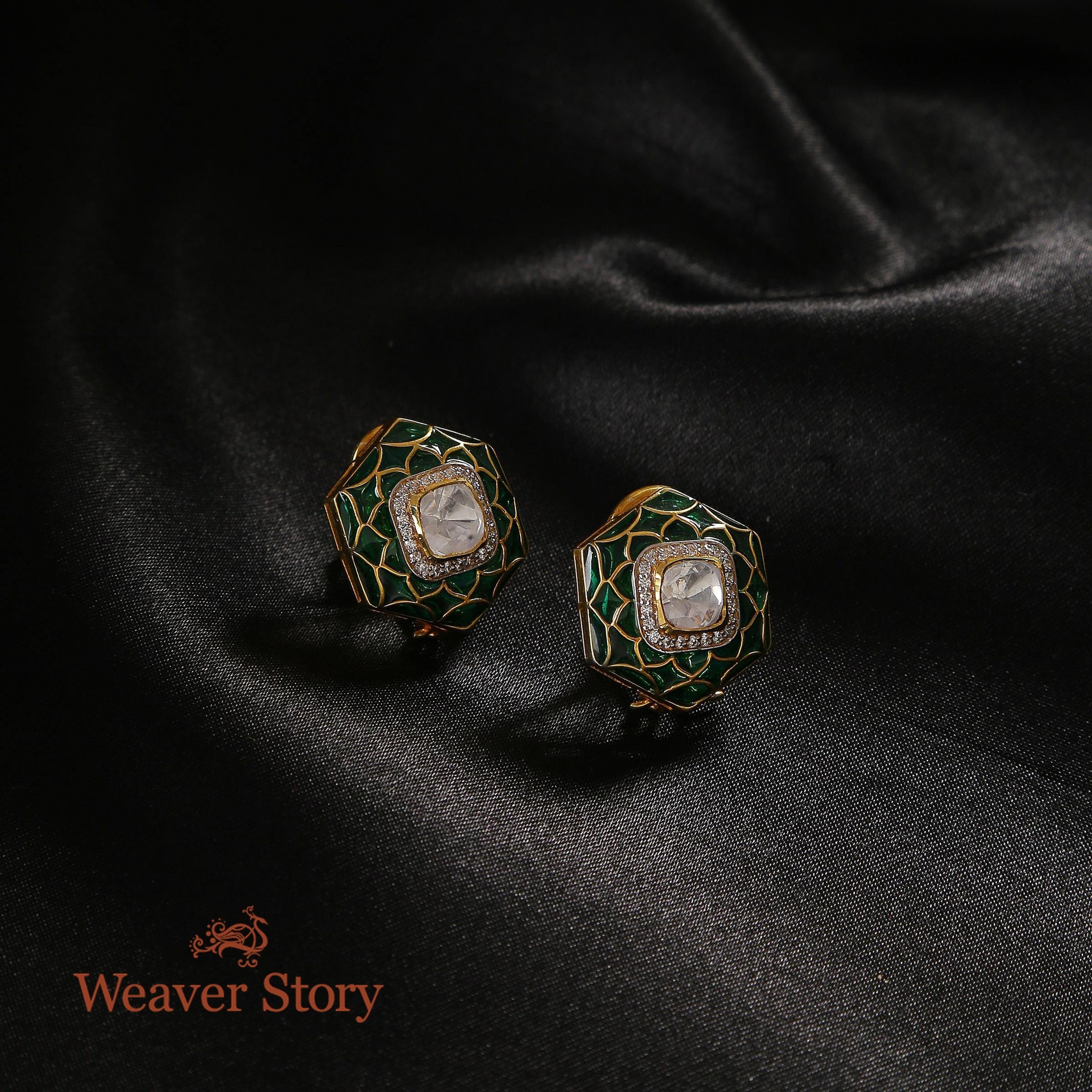 Shatkon_Earrings_with_Moissanite_Polki_Crafted_in_Pure_Silver_WeaverStory_01