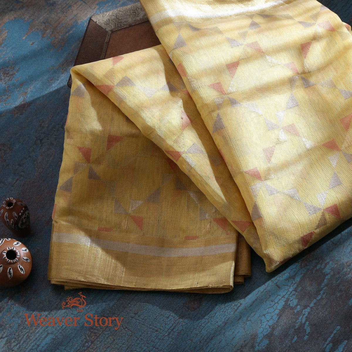 Handloom_Lemon_Yellow_Cotton_Silk_Chanderi_Dupatta_WeaverStory_01