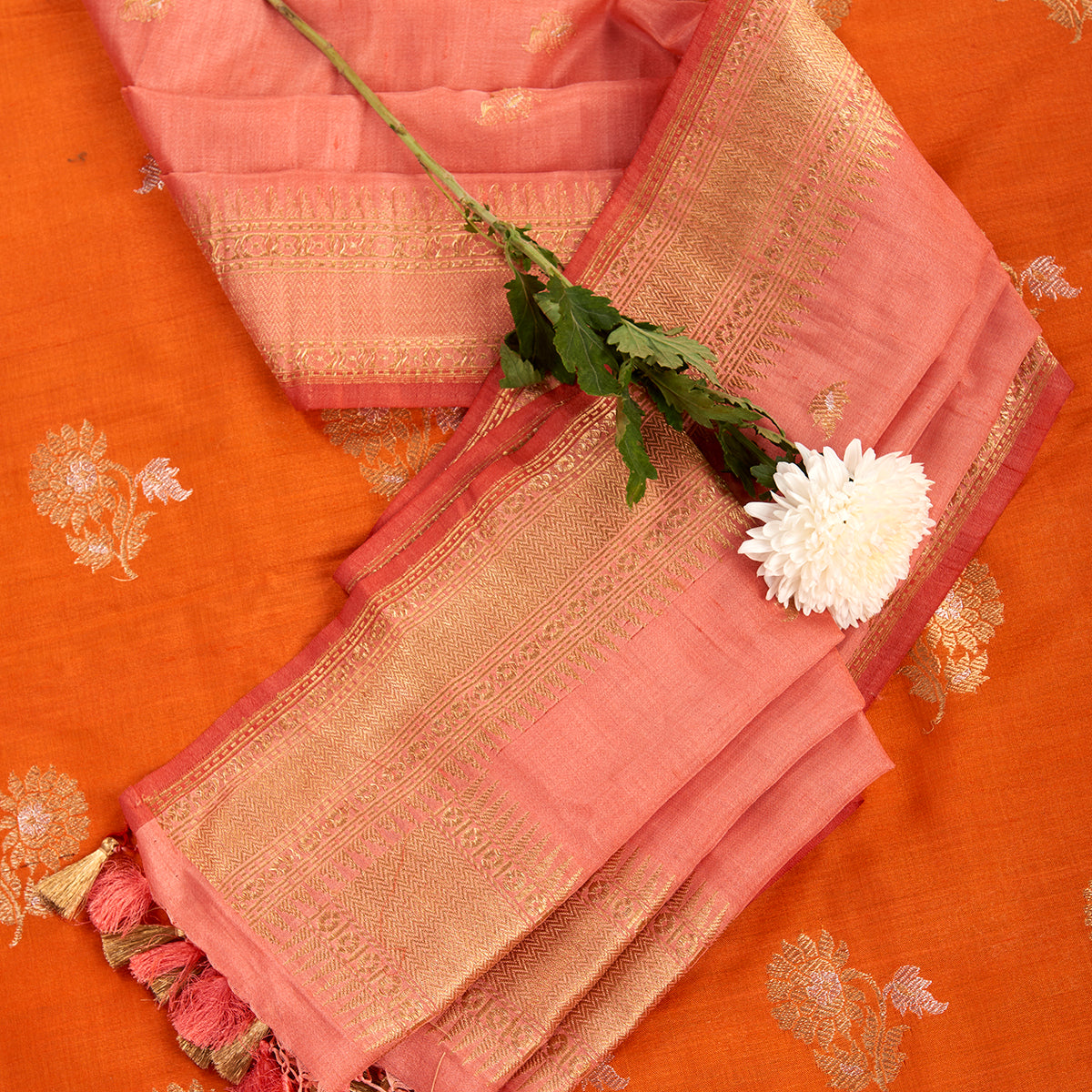 Suit_Set_-_Handwoven_Orange_Tusser_Kurta_with_Pink_Dupatta_WeaverStory_01