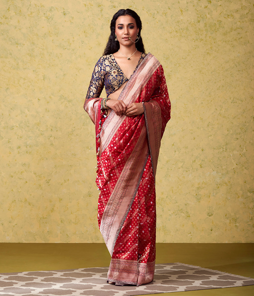 Handwoven_Red_Nilambari_Saree_with_Kadhwa_Border_and_Pallu_WeaverStory_02