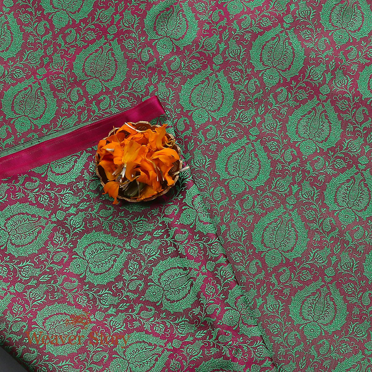 Handloom_Green_and_Purple_Self_Tanchoi_Fabric_WeaverStory_01