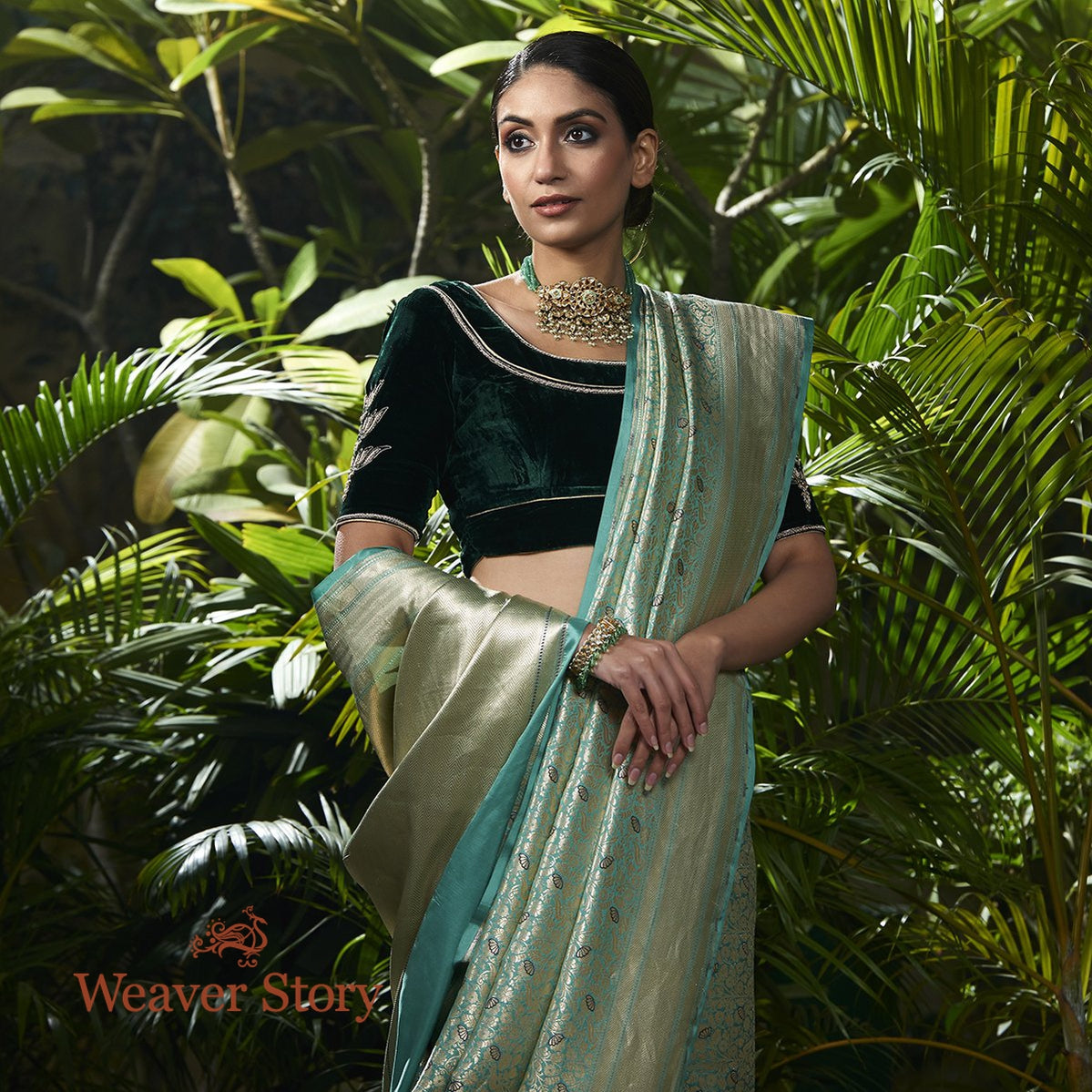 Handwoven_Sea_Green_Kimkhab_Saree_with_Meenakari_WeaverStory_01